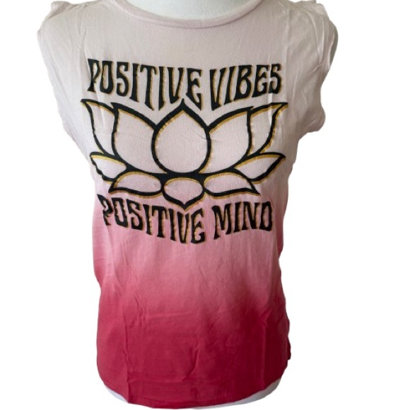 Freeze Tops - Freeze White and Pink Muscle Tee Sleeveless Graphic Lotus Design - 100% cotton